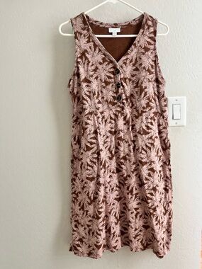 J. Jill Brown and Pink Sleeveless Midi Dress